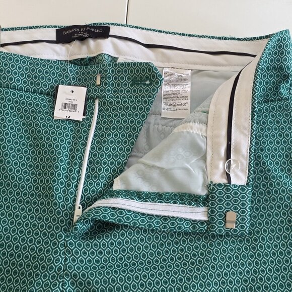 Banana Republic Pants Women 14 Green Geo Pockets Sloan Fit Stretch Ankle Office - Picture 9 of 16